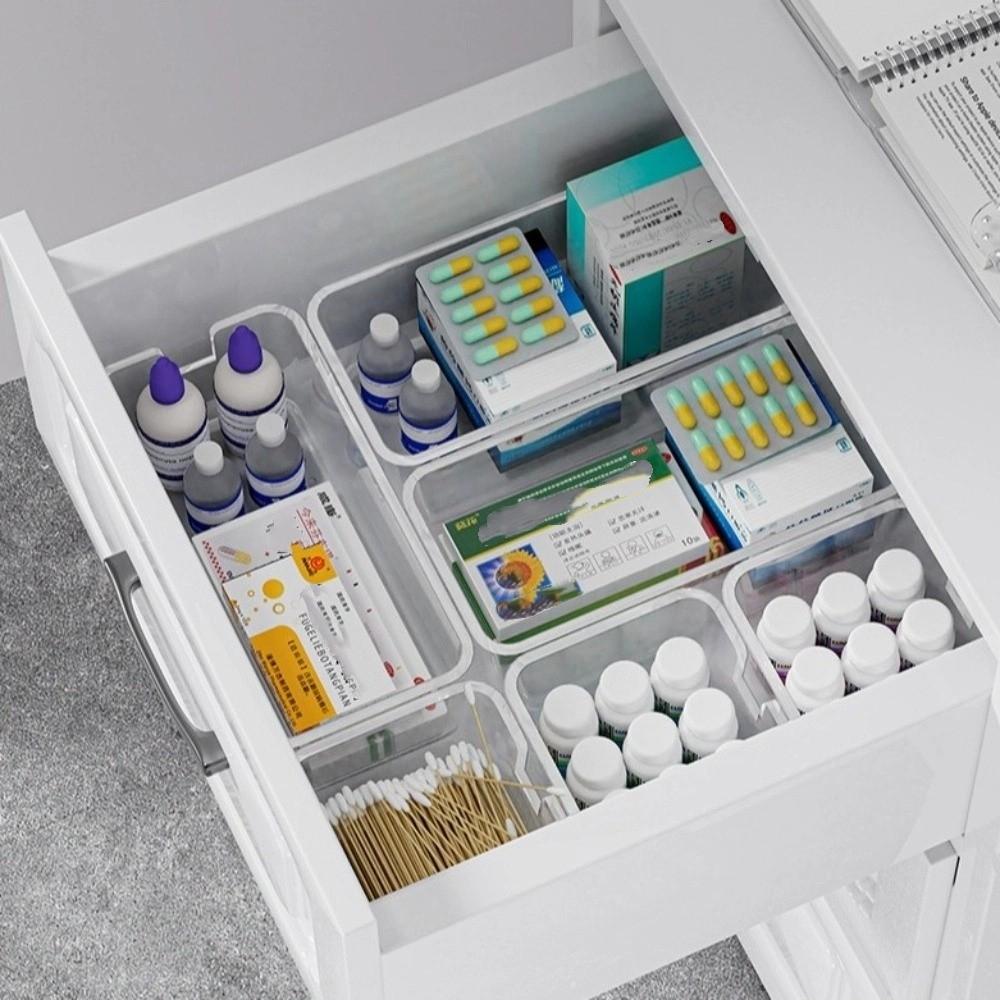 Transparent Desk Drawer Organizer PET Opening Design Desktop Storage Box Stackable Design Multifunction Cosmetics Storage Rack