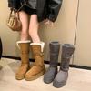 Snow Mountain Heater~ Leather Warm Two Wear Thick-soled Medium-high Snow Boots Women's New Plush Cotton Shoes In Winter