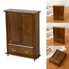 Handmade 1/12 Dollhouses Miniature Wardrobe Model Wood Closet Dollhouses Furniture with Functional Double Door for Display
