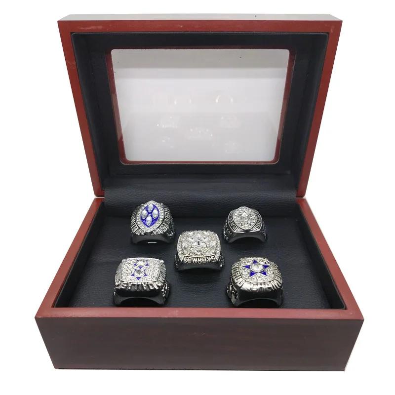Dallas Denim Crown Jewelry Ring Set 5 Pieces European and American Men's Fashion Rings