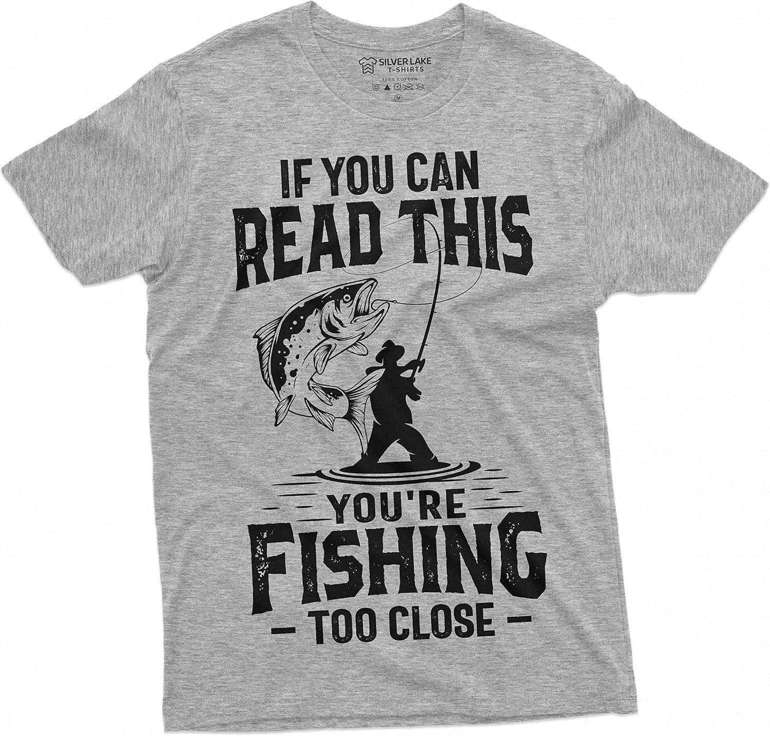 Men s Funny Fishing Too Close T-Shirt Humor Fisherman Gift Novelty Tee Shirt S разноцветный