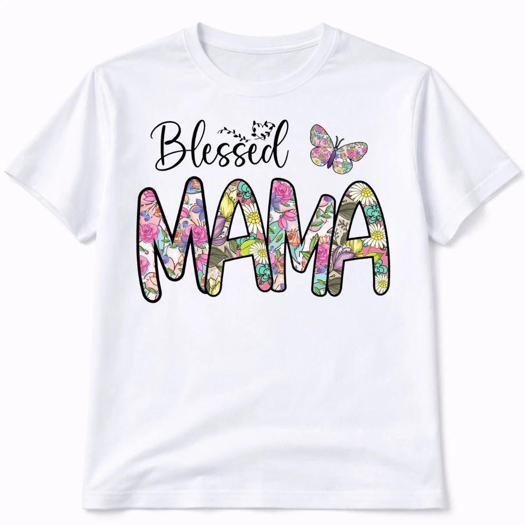 Blessed Mama Graphic T Shirt Trendy Boutique Style Tee Womens Gifts White L