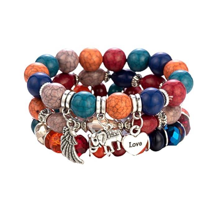 Bracelets for Women and Girls Beads Bracelets for Women | Bohemian Style Stretchable Love Charm Beads Bracelet