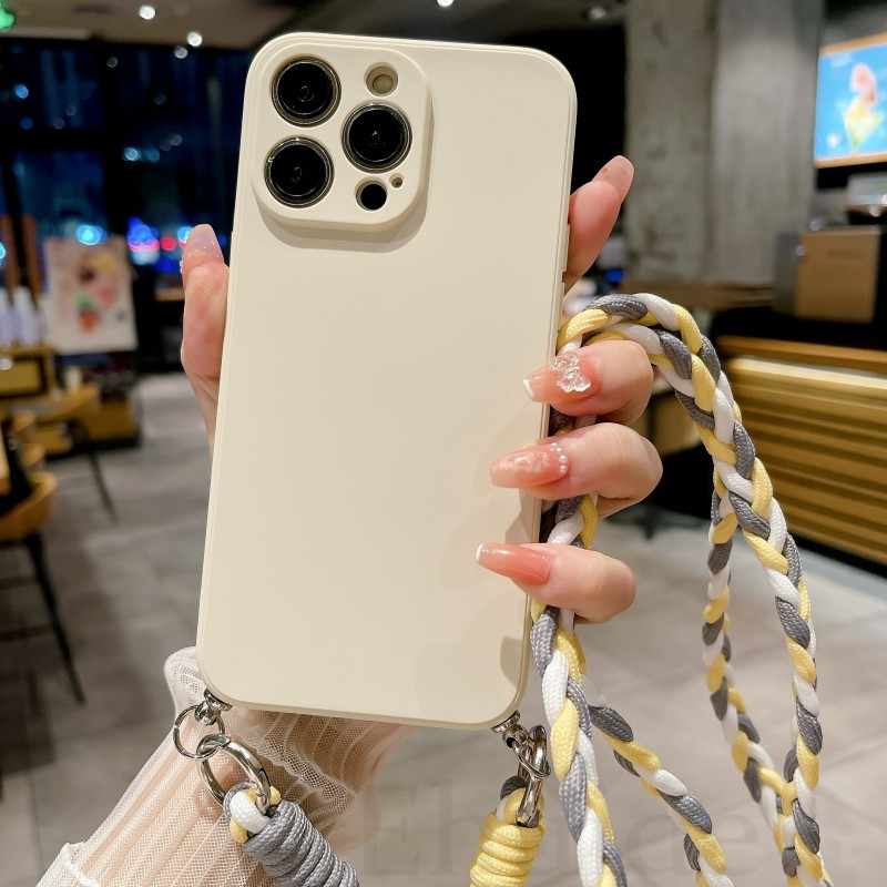 Crossbody Strap Case for OPPO Find X5 Lite X3 X6 Reno 11 8 7 6 5 Realme 12 Pro C53 C55 Necklace Soft Silicon Braid Lanyard Cover