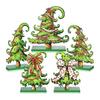Tiered Tray Christmas Decor 5 Pcs Wooden Tabletop Tree Signs, Rustic Standing Green Craft Ornaments Desktop Ornament with Curly Topper for Winter