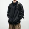 Men Jacket Solid Color Half Turtleneck Streetwear Autumn Washed Elastic Cuff Windbreaker for Daily Wear