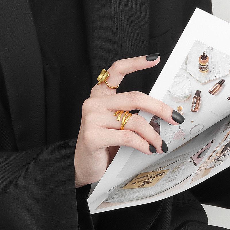 Fashion Personalized Index Finger Ring Niche Design Geometric Twist Open Ring Temperament Retro Couple Ring for Girlfriend Simple Geometric Ring