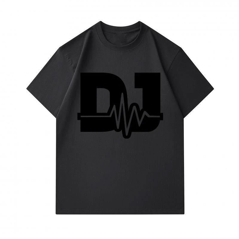 Men's 100% Cotton Crew Neck Short Sleeve T-Shirt, Casual DJ Sound Wave Graphic Printed Breathable Soft Summer Tee for Daily Wear and Music Enthusiasts