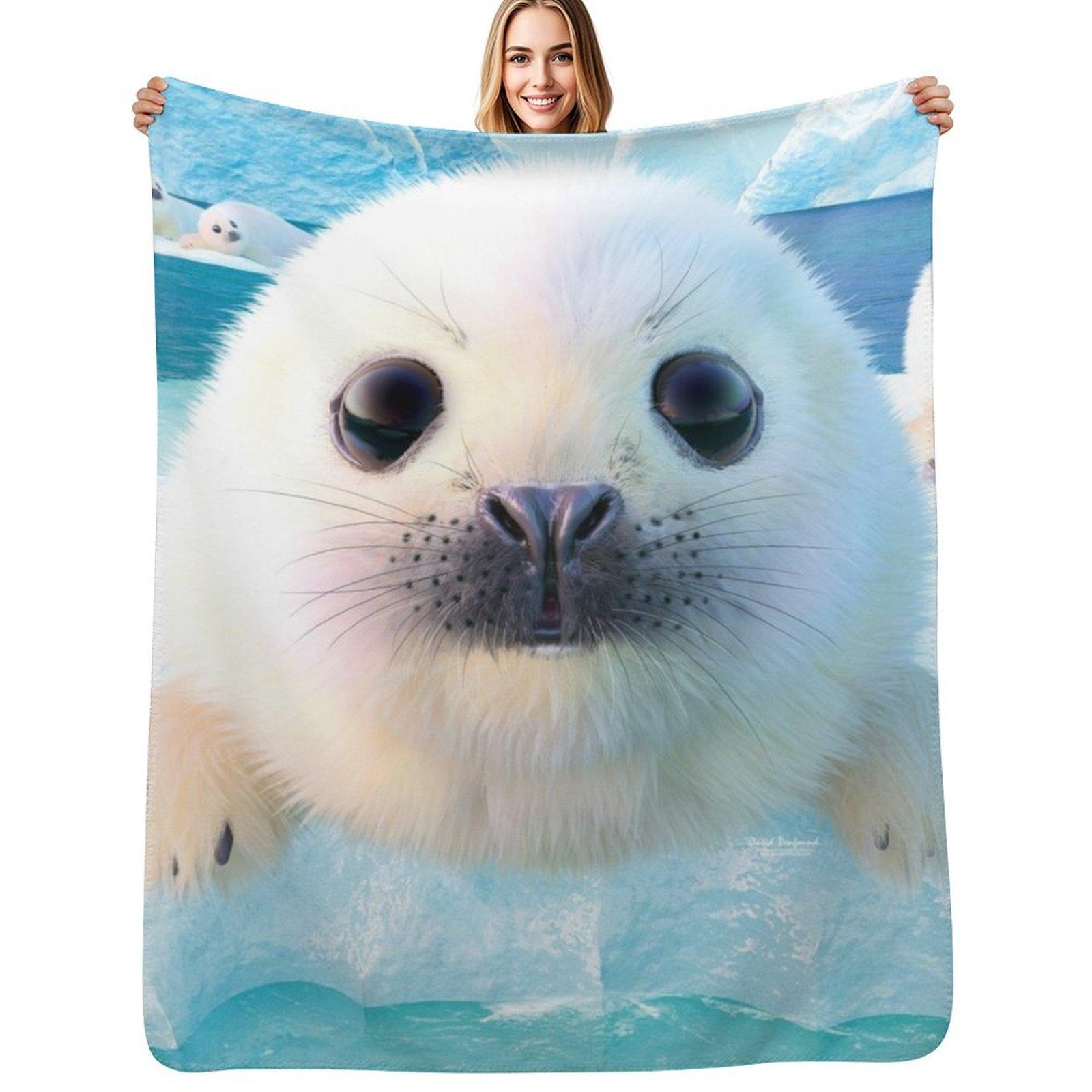 Seal pup sea Throw Blanket Cozy Light Blanket for Travel Camping Picnic Size: 75*100cm, Weight: 230 GSM