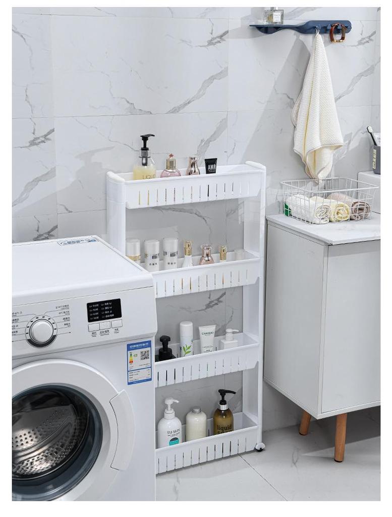Multi-Layer Mobile Storage Rack for Dorms and Bathrooms