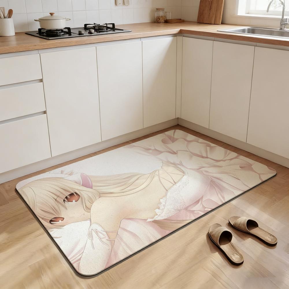 decorate-Chobits Floor Mat Non-slip Quick-dry Diatomaceous Earth Bath Mat, Absorbent Doormat