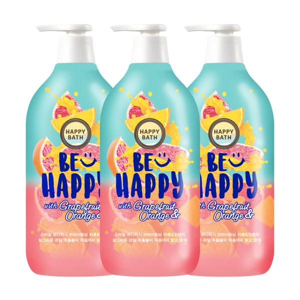 HAPPY BATH Smile Body Wash Brightening Grapefruit Orange 900g x3