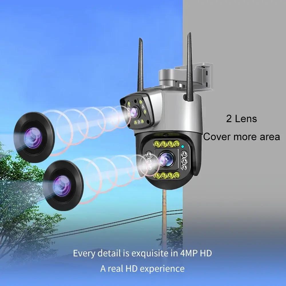 New 8MP 4K Dual Screen Camara 4G/WiFi IP Camera Monitor Smart Home Outdoor Waterproof PTZ CCTV Camera V380 Pro Security Protection