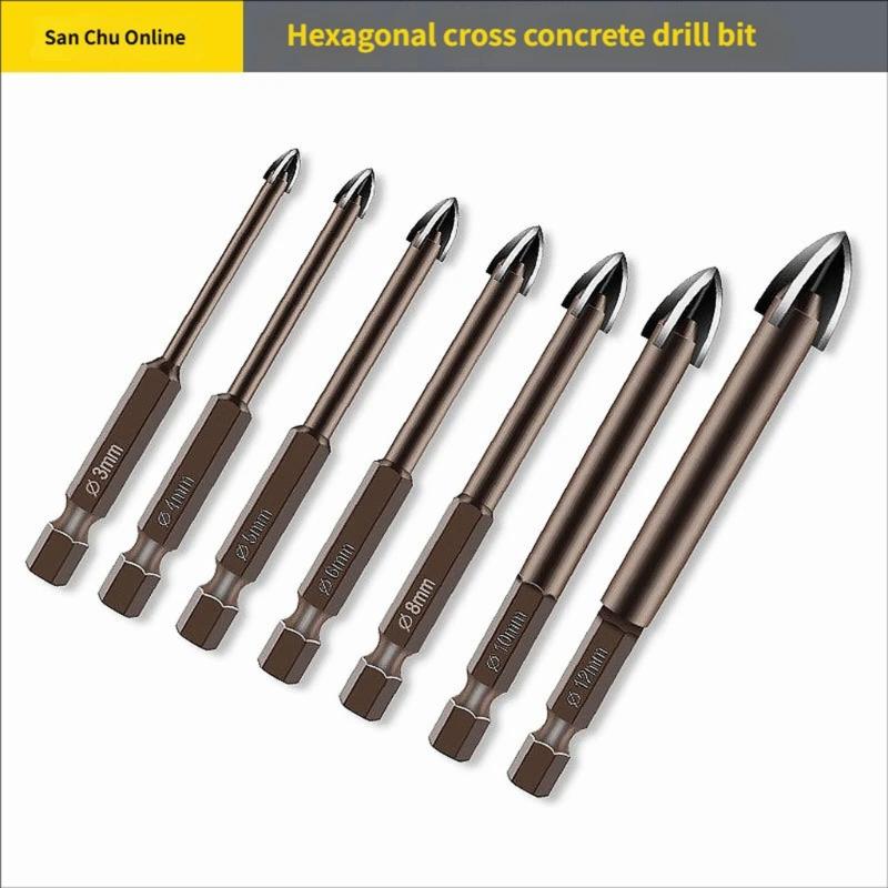 7Pieces Carbide Tipped Hexagonal Shank Tile Drill Bit Set For Precise Drilling On Hard Materials Smooth Surfaces Work