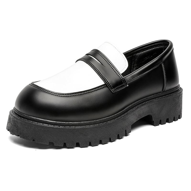 Z shoes ins new British business and leisure platform carbon black sports non-slip big head leather shoes