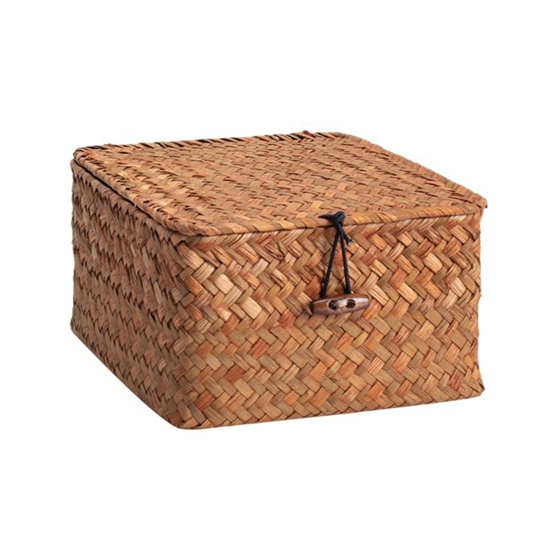 Panier en osier fonctionnel avec couvercle pour organiser les jouets, les vêtements et les articles ménagers Fabriqué à partir de matériaux durables et respirants