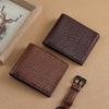 Men’s PU Leather Bifold Wallet Crocodile Pattern Slim Short Wallet Card Holder ID Window Cash Pocket Business Purse