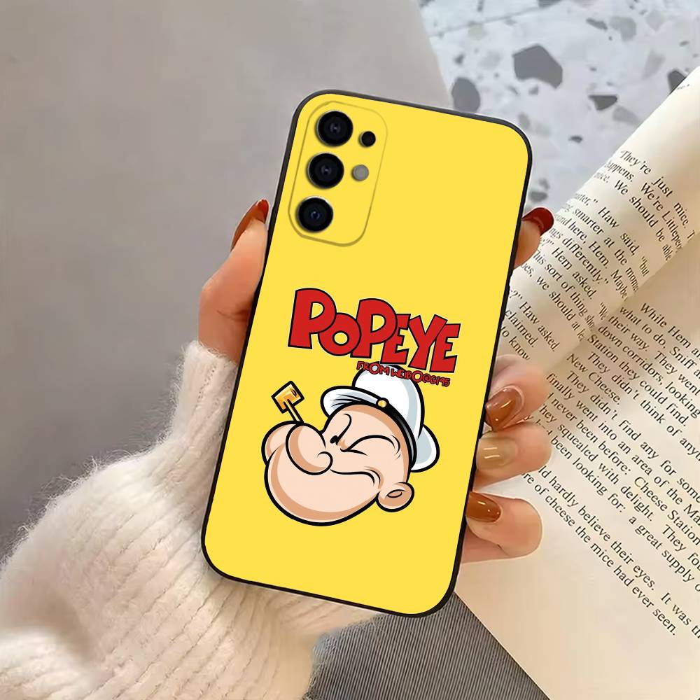 Cartoon funny P-Popeye-es Phone Case For Samsung S25,S24,S21,S22,S23,S30,Ultra,S20,Plus,Fe,Soft Silicone Black Cover