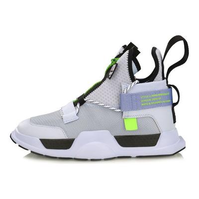 Li Ning Reignite WS 2019 New York Fashion Week Mid-Top Retro Basketball Shoes Unisex Sneakers Gray White AGBP028-4