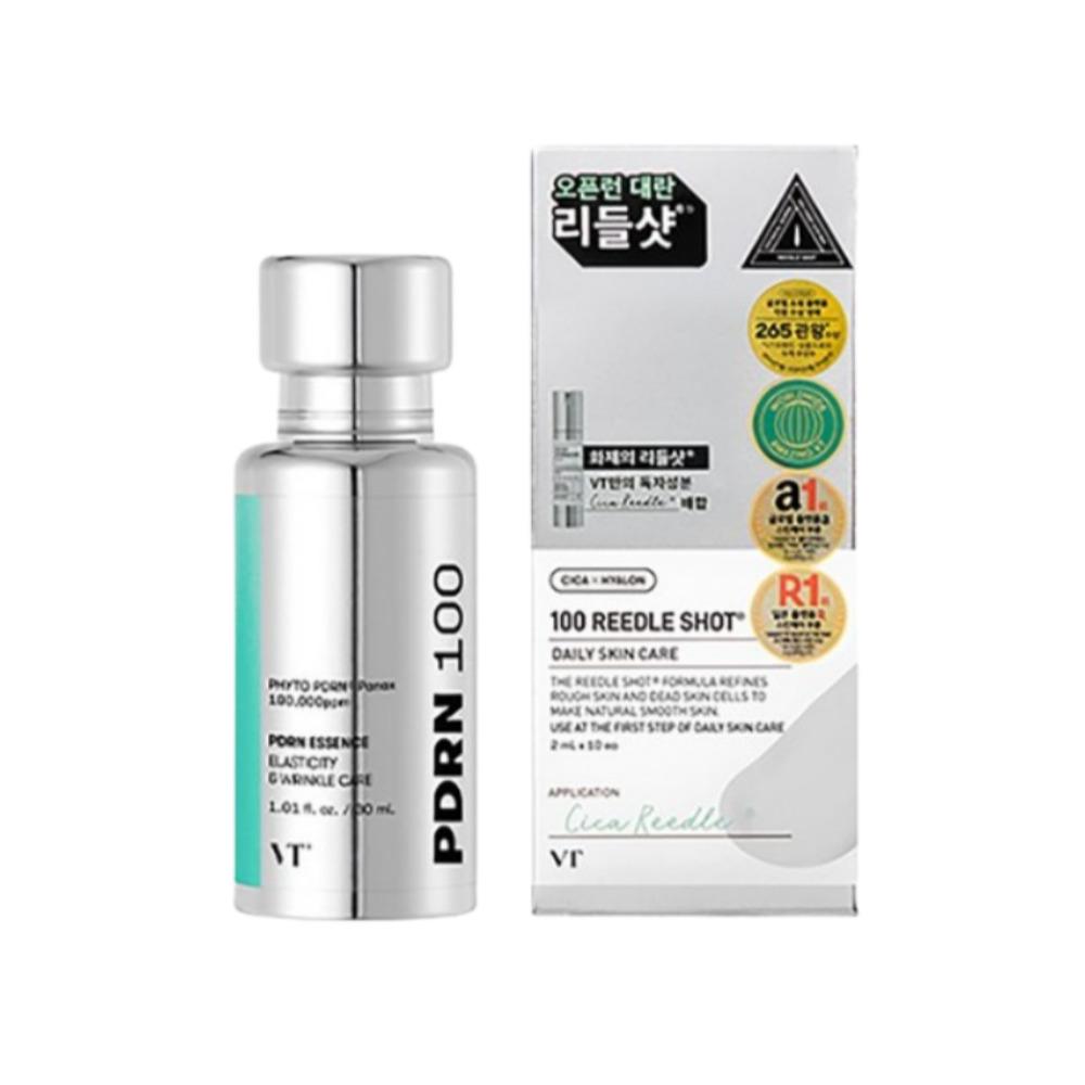 

VT Cosmetics PDRN 100 Essence Skin Regeneration & Glow Boosting Set 30ml + Riddle Shot Stick Pouch 2ml x10