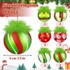 2.4 Inch Christmas Ball Ornaments with Fuzzy Green Hair Glittering Hanging Furry Elf Ball Decoration Red Green Plastic Ball Ornament for Xmas Tree