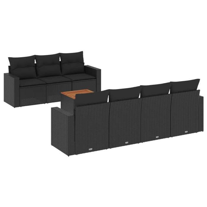 VidaXL Garden Lounge Set with Cushions 8 Pcs, Patio Sofas, Patio Furniture Set, Outdoor Furniture, Black 3256356