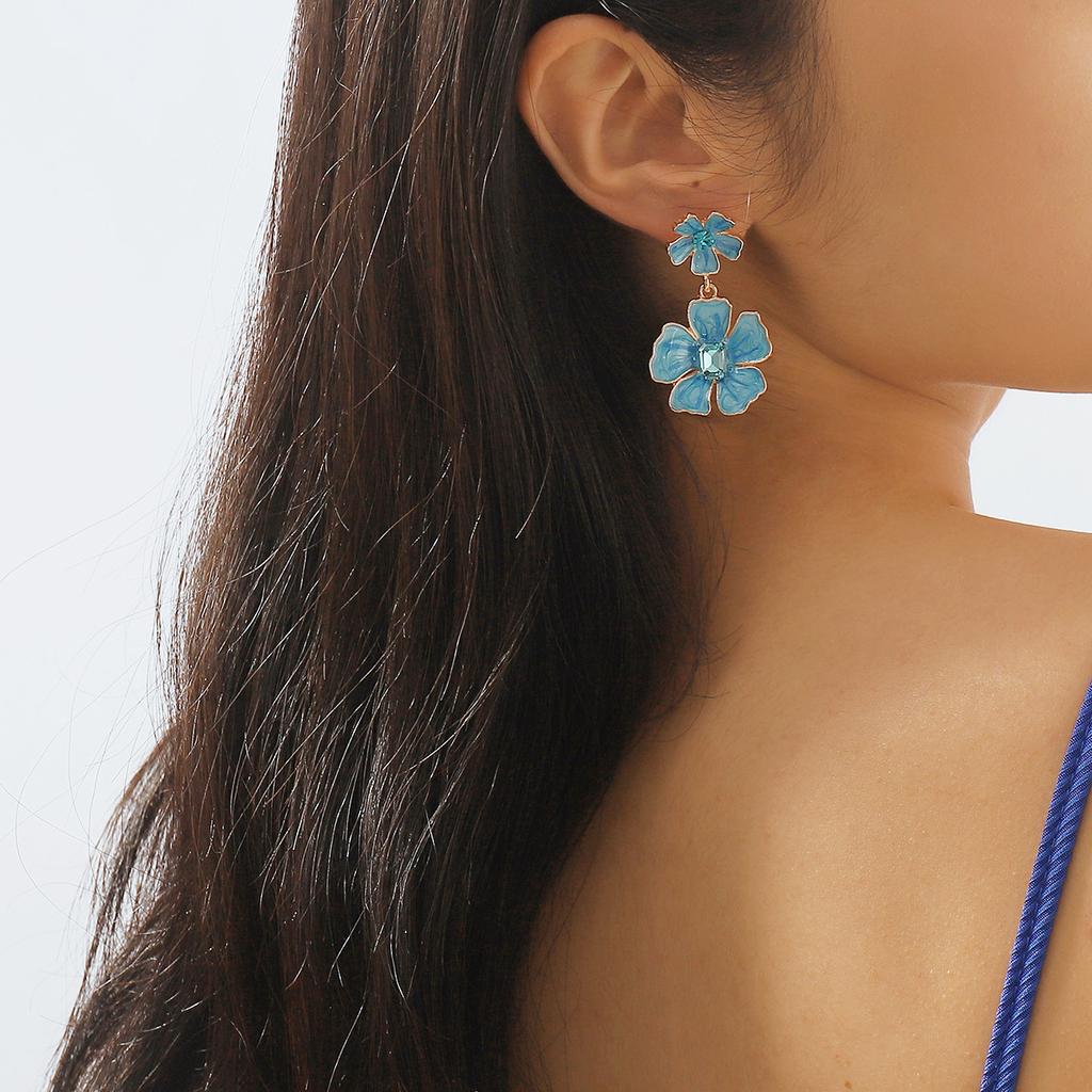 Simplistic and Cute Flower Oil Drop Earrings - Light and Comfortable Accessories