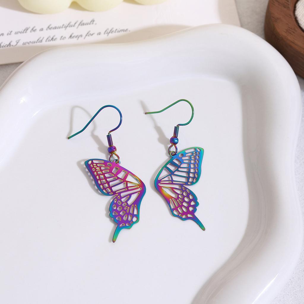 Symphony Hollow Variety Butterfly Earrings High Sense Light Luxury Ethnic Style Sweet Cool Fashion Temperament Earrings