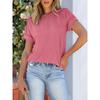 Summer New Round Neck Outer Seam Twisted Strip Short Sleeved Simple Loose T-shirt for Women