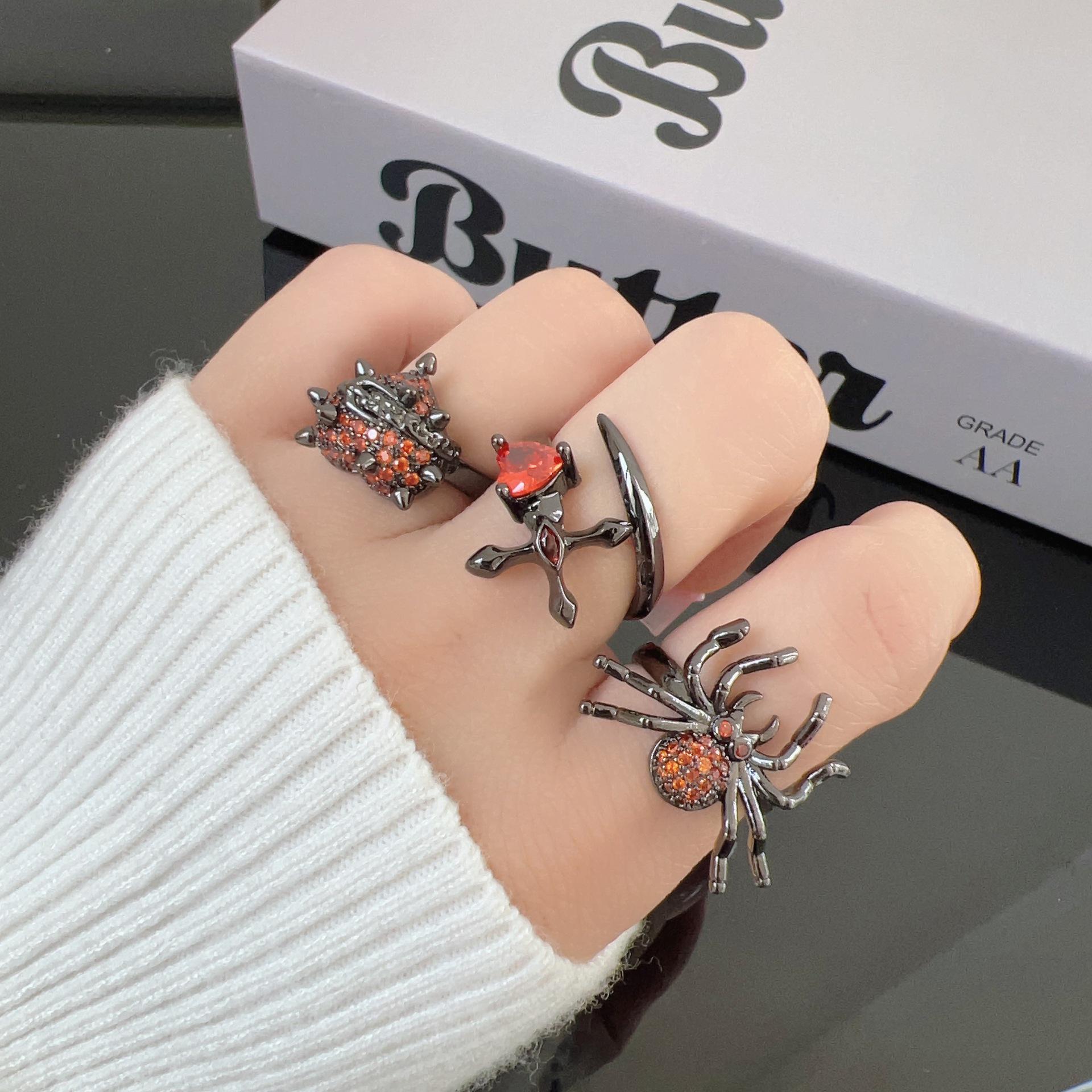

Dark Zircon Spider Ring - Niche Retro Design, Cool Trendy Jewelry for Women Adjustable