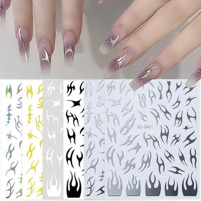 Naklejka na paznokcie Mirror Thorns Flame Manicure Hot Gold And Silver Aurora Irregular Metal Nail Sticker Ornament