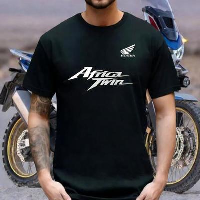 Honda Mens and Womens Tshirt Honda Africa Twin Logo Summer Motorcycle Tee Racing Shortsleeved Spring Cycling Offroad Top