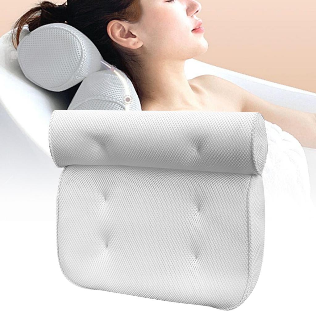 Bath Pillow 3D Mesh Fabric Soft Bathtub Pillow with Suction Cups Spa Bathtub Cushion for Back Neck