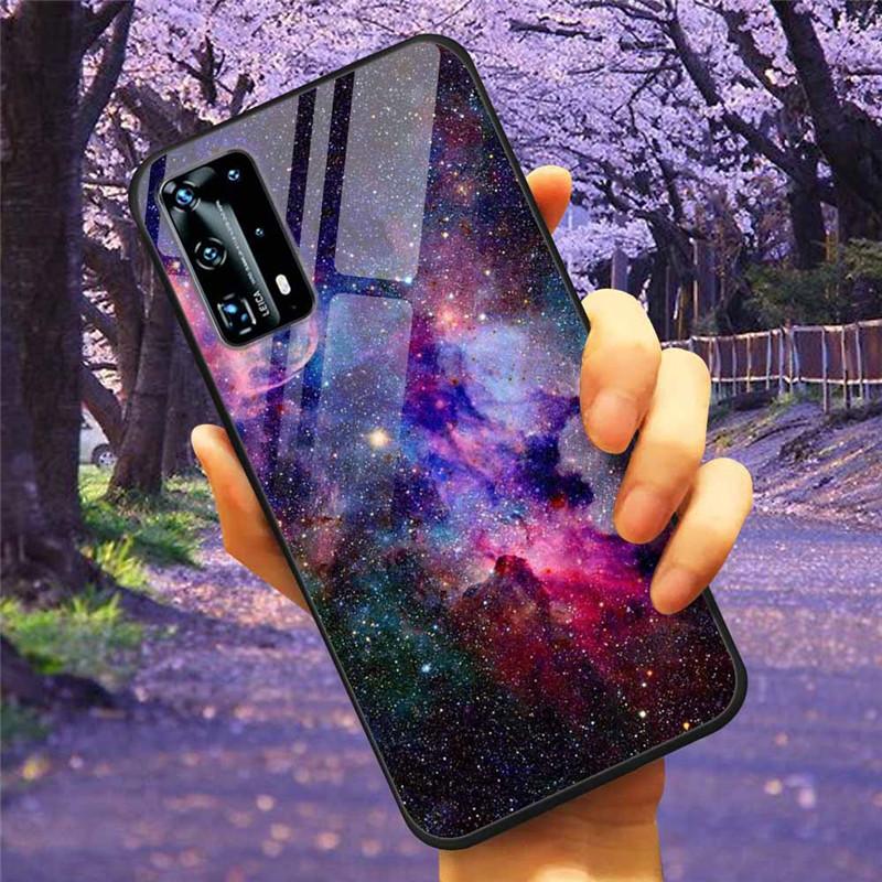 For Huawei P40 Lite / P40Pro Case P 40 Tempered Glass Starry Marble Hard Back Cover for Huawei P40 Pro / P40Lite E Cases Coque
