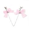 1Pairs Lace Butterfly Knot Bell Nipple Clamps Adult Toy With Chain Sexy Teasing Accessory Polyester Fabric Cute Girl Style
