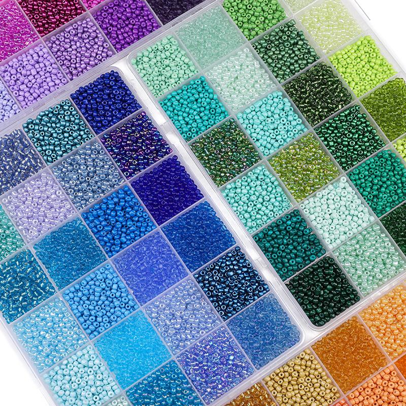 Około 3mm 5200 szt. 24 przegródki Pudełko z koralikami ryżowymi Ręcznie robiona biżuteria DIY Bransoletka Kolczyki Akcesoria do biżuterii Kandi Materiały