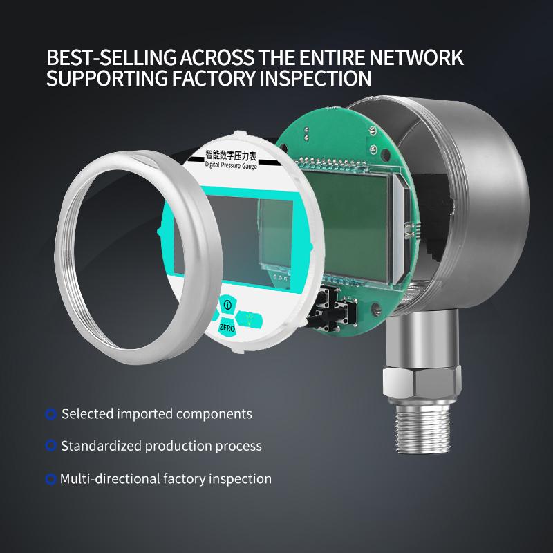 80mm 0.2% High Accuracy Digital Hydraulic Pressure Gauge Diaphragm LCD Stainless Steel Gas Liquid Fuel Pressure Meter