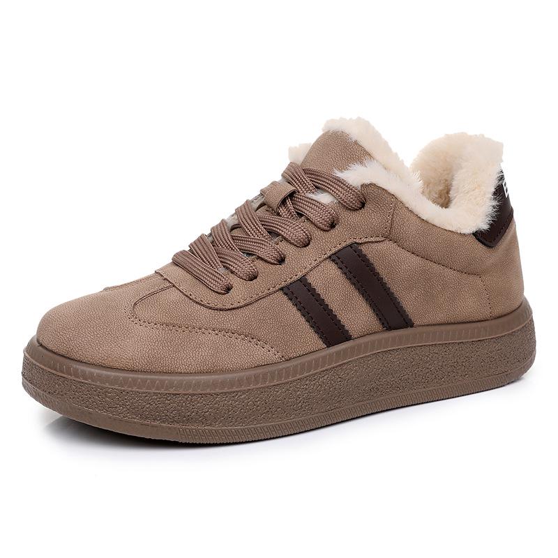 Women's 2025 Winter Retro Fleece-Lined Thick-Soled Ankle Skate Trainer Boots
