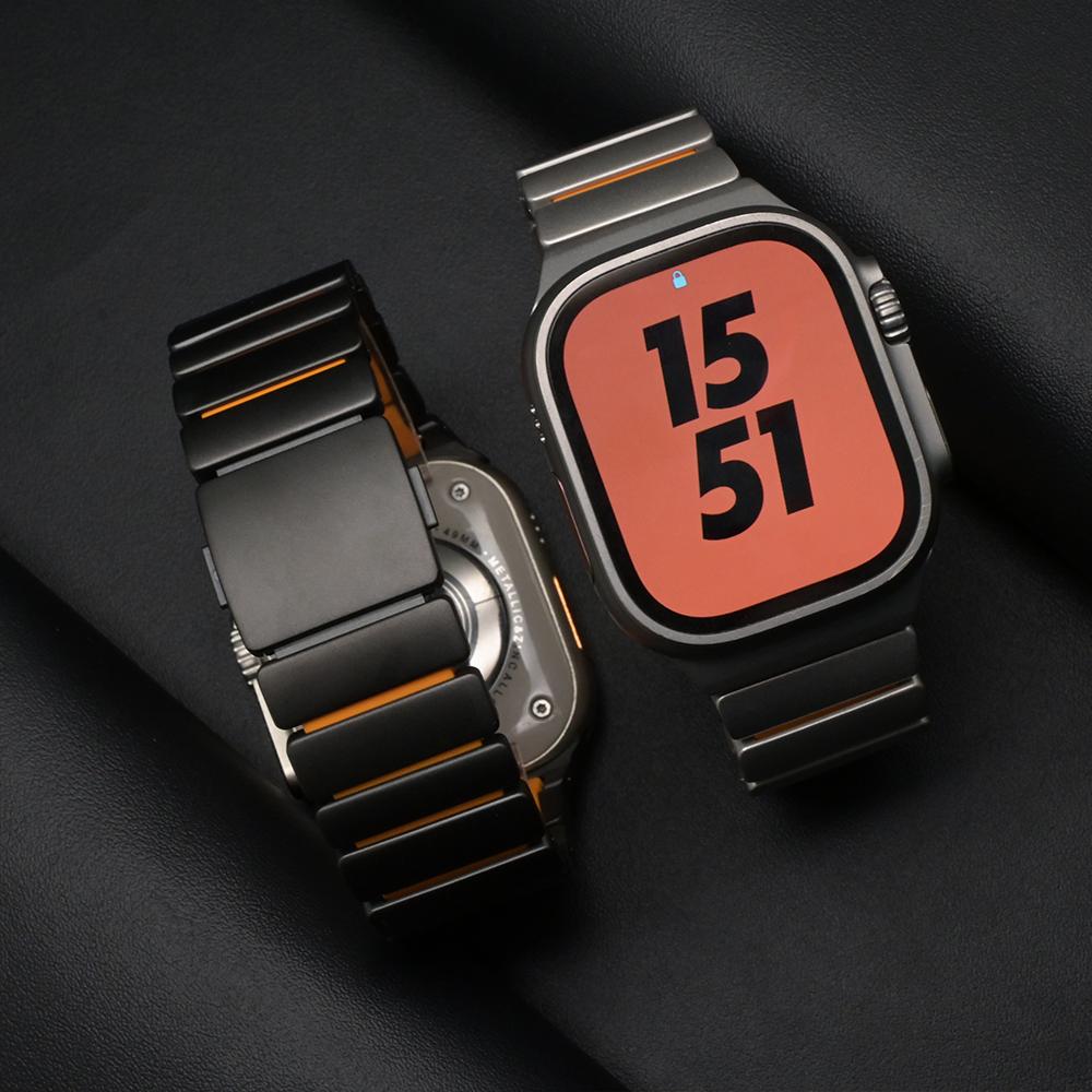 Men Titanium Band+Metal Case for Apple Watch Ultra 3 49mm Luxury Rubber Strap for iWatch Series 11 10 46mm 9 8 7 6 SE 44mm 45mm