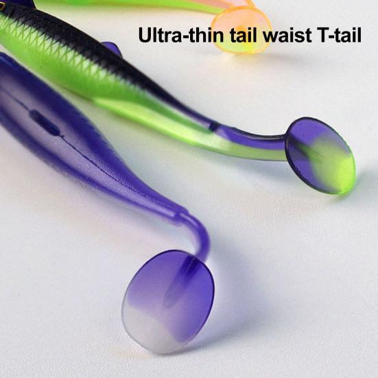 20 Pcs Fishing Lure 3D Artificial Fish with T Tail Flexible Fish Bait for Texas Jigs Wacky Hooks Outdoor Fishing