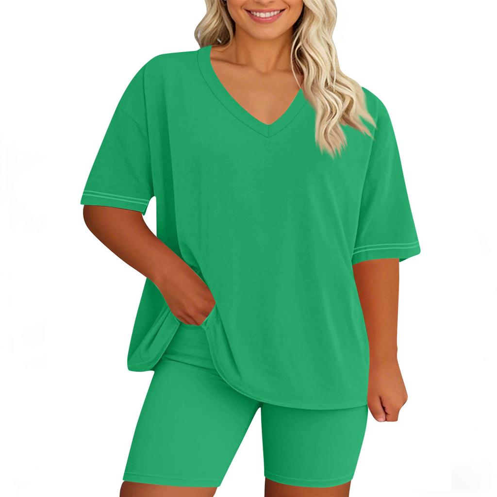 Women's Loose And Fashionable  Casual Short Sleeved Shorts Two-piece Set