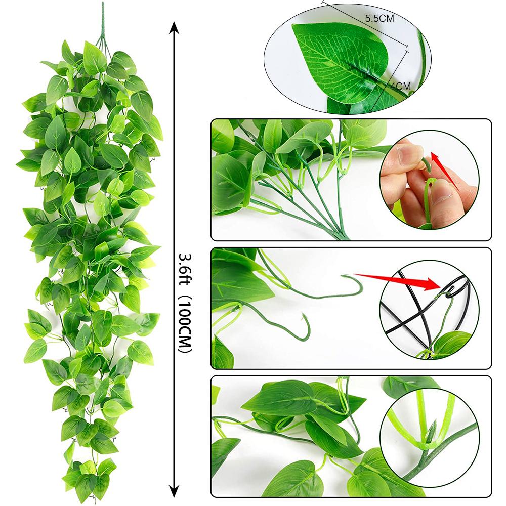 

Искусственные растения лозы настенные листья ротанга ветки открытый сад украшения дома пластик искусственный шелковый лист зеленое растение плющ зелёный