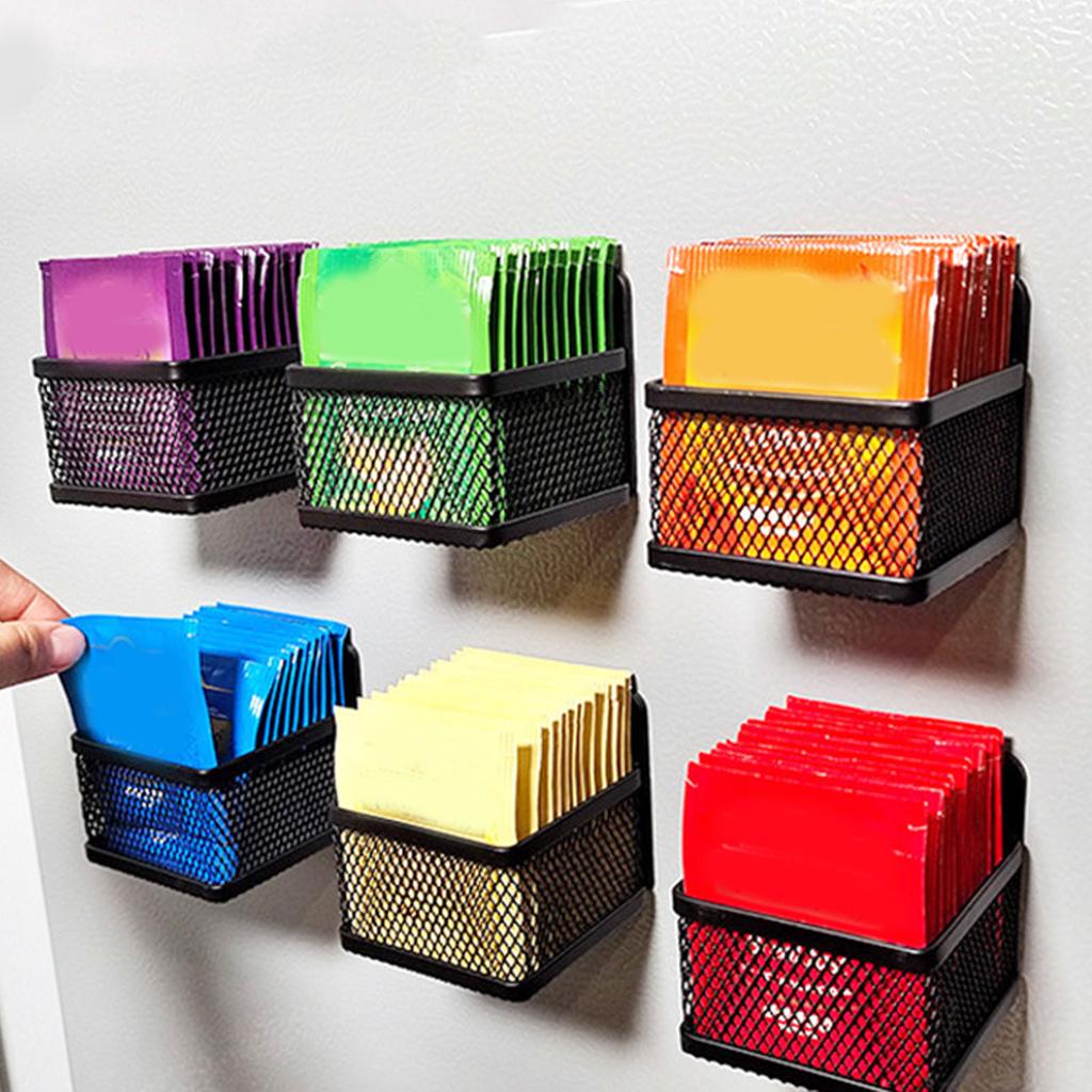 6PCS Magnetic Tea Bag Metal Tea Storage Box Holder for Fridge Kitchen Countertop Cabinet Pantry
