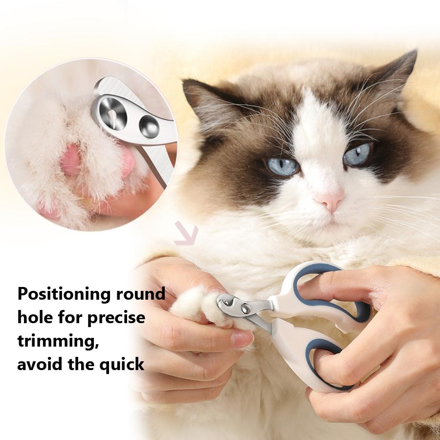 Round Hole Anti-Quick Cat Nail Clippers, Stainless Steel Pet Nail Trimmers, Kitten Nail Cutter, Pet Grooming Claw Clipping Tool