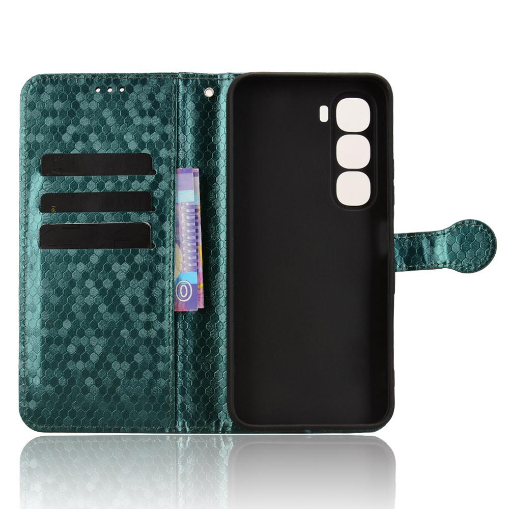 For Infinix Hot 60i 4G/Hot 60 5G Wallet Case Dot Pattern Imprint PU Leather Phone Cover with Wrist Strap