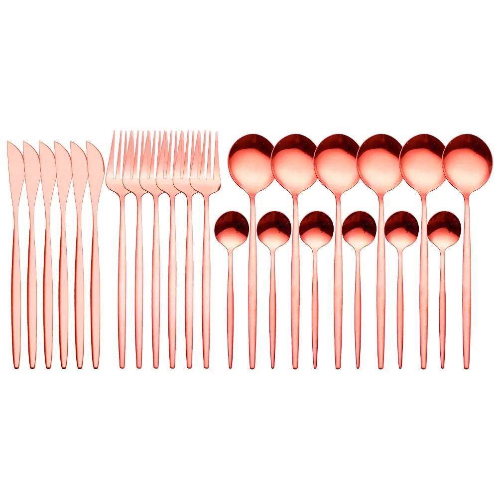 Fabulous 24PCS/SET Tableware Dinnerware Sets Gold Flatware Cutlery Fork Dessert Spoon Coffee Cutlery Dinner Wedding Decoration