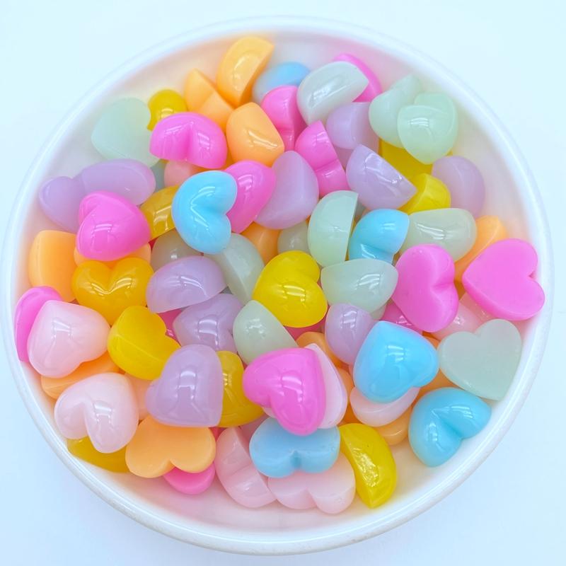 30Pcs Resin Lovely Mixed Mini Solid Heart Flat Back Cabochon Scrapbook DIY Embellishments Accessories K27