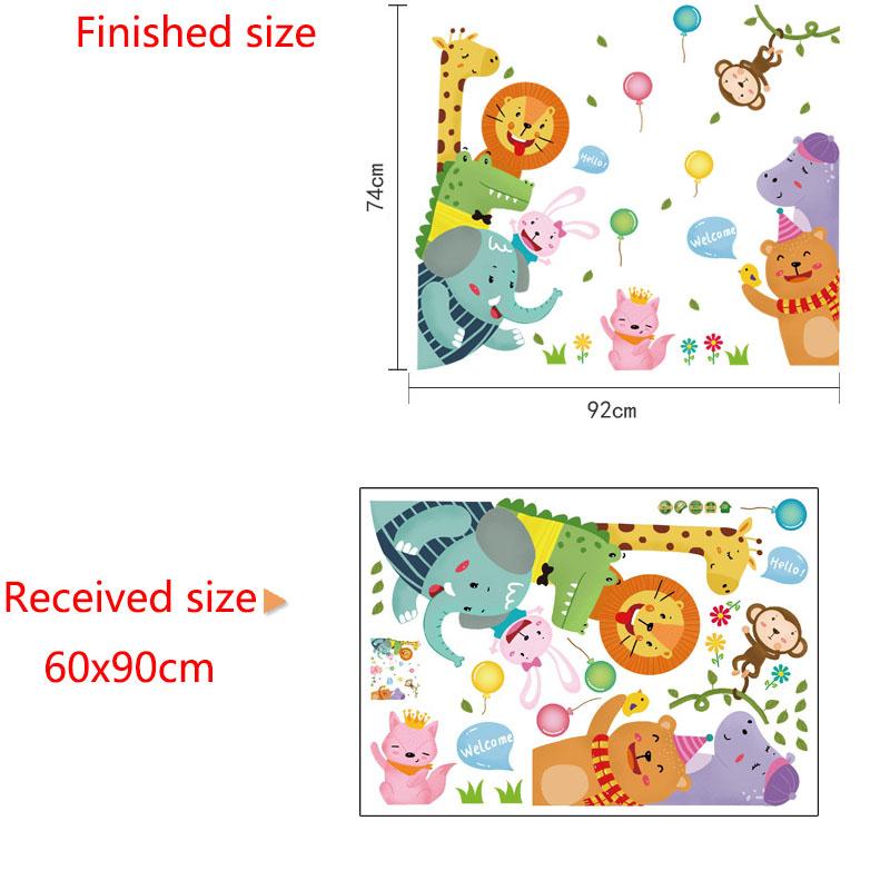 Cartoon Animal Door Stickers Welcome Sign for Home Entrance Bedroom Nursery Wall Decals Kids Room Decor Wall Art