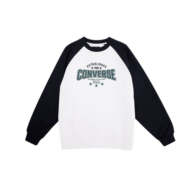Converse Sweatshirts Unisex White/Blue Color Crew Neck Moderate UCJ082-023 L