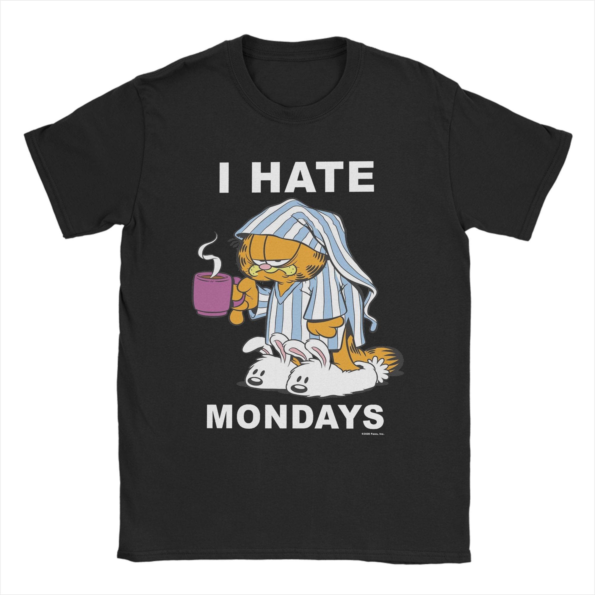 Garfields I Hate Mondays Coffee T Shirts Unisex Women 100 Cotton Funny TShirts Round Neck  Tee Shirt Short Sleeve Tops Printing S